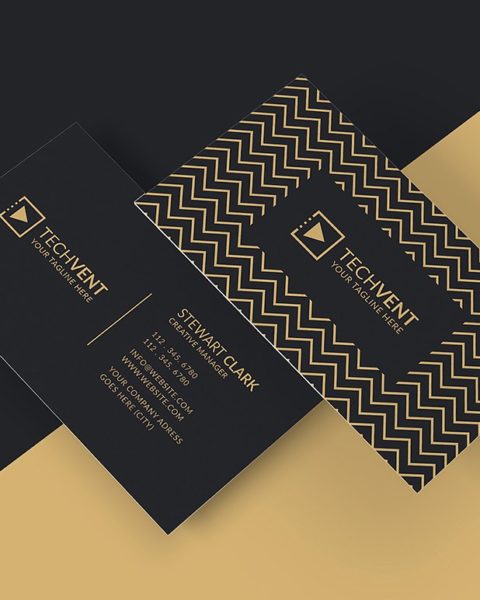 Biglietto da visita scuro con linee geometriche 1