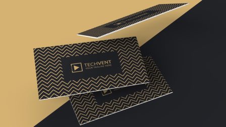 Biglietto da visita scuro con linee geometriche 5