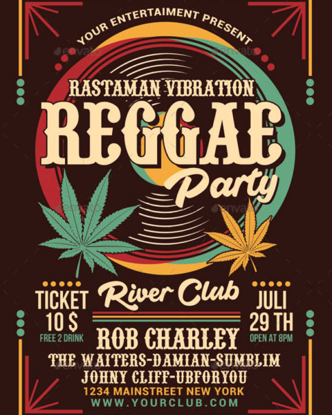 Volantino per evento musicale reggae party