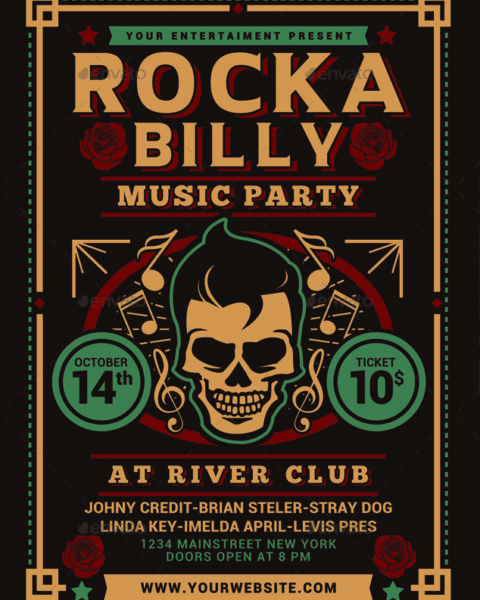Volantino per evento musicale rock party