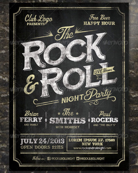 Volantino-vintage-per-serata-musicale-rock-jazz-indie-folk