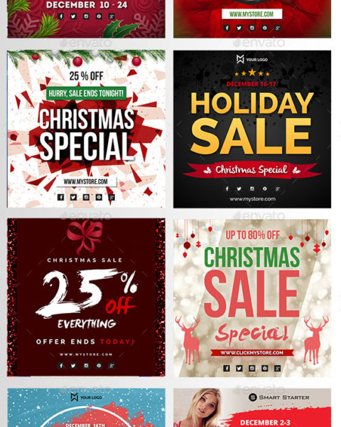 Banner promozionali tema natalizio per ecommerce