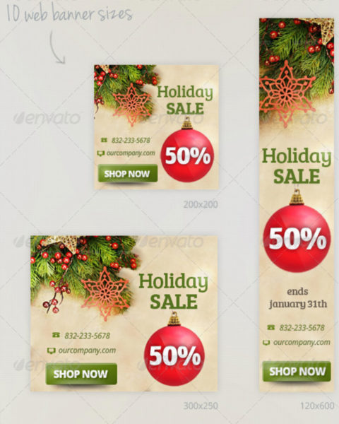 banner promozionali tema natalizio per ecommerce