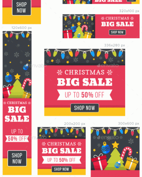 Banner promozionali tema natalizio per ecommerce