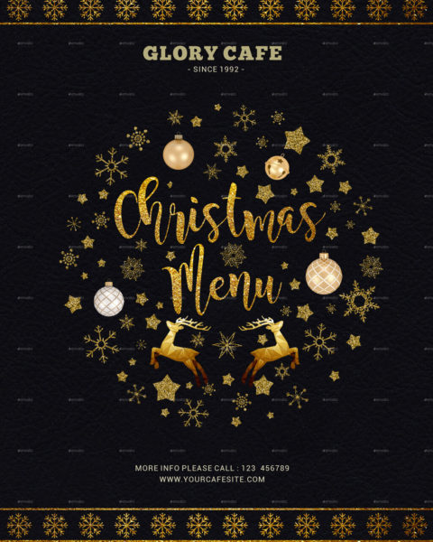 Menù di Natale nero e oro 1