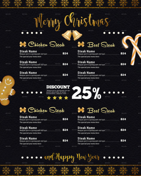 Menù di Natale nero e oro 2