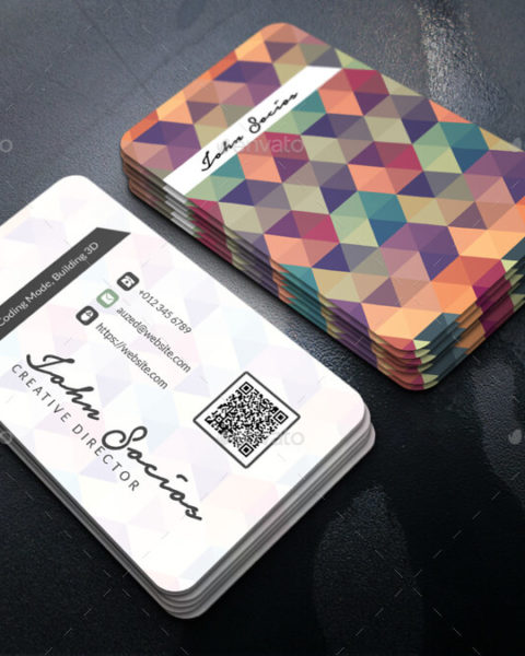 Biglietto da visita colorato con esagoni-1