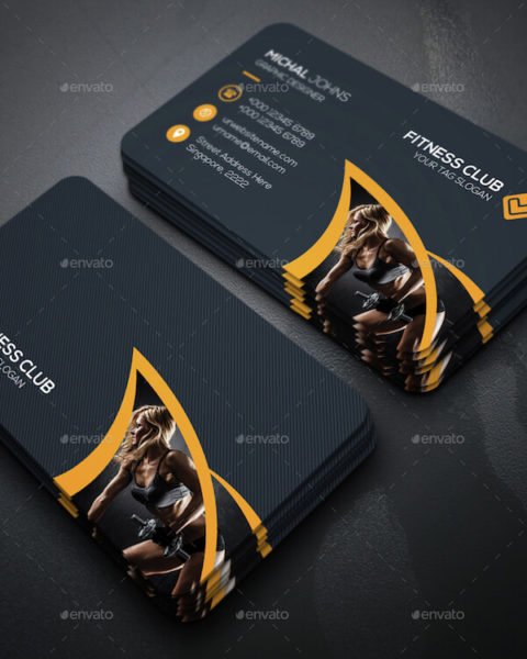 Biglietto da visita scuro ed elegante fitness-2