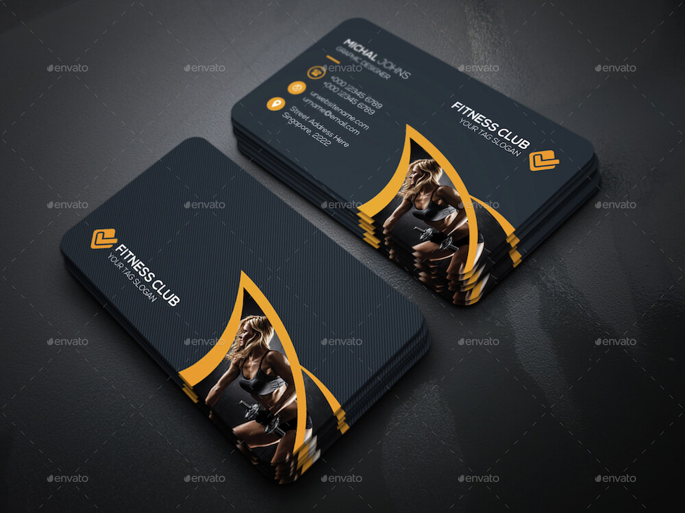 Biglietto da visita scuro ed elegante fitness-2