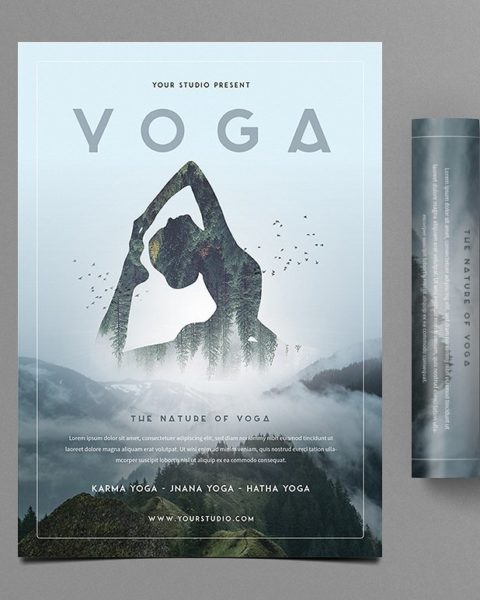 Flyer volantino illustrato per servi legati al mondo dello yoga-3