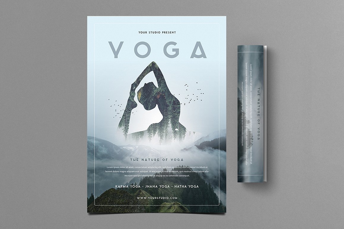 Flyer volantino illustrato per servi legati al mondo dello yoga-3