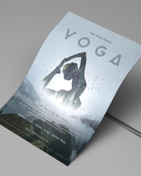 Flyer volantino illustrato per servizi legati al mondo dello yoga