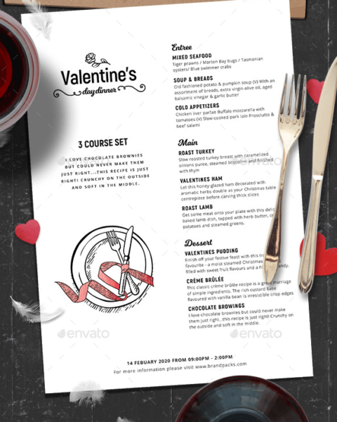 Menù serata di San Valentino con illustrazione-2