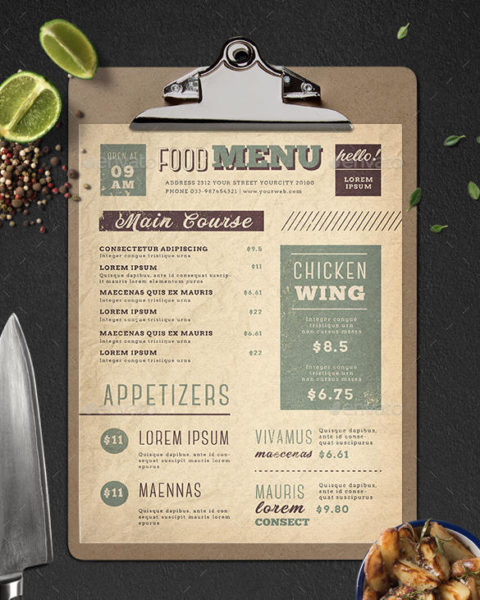 Menù vintage per pub burger 2