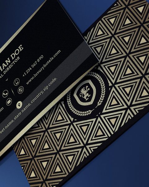 Biglietto da visita raffinato nero e oro