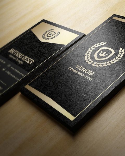 Biglietto da visita raffinato nero e oro