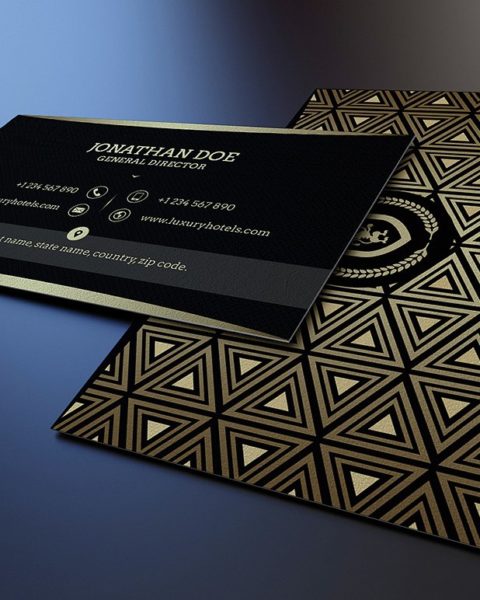 Biglietto da visita raffinato nero e oro