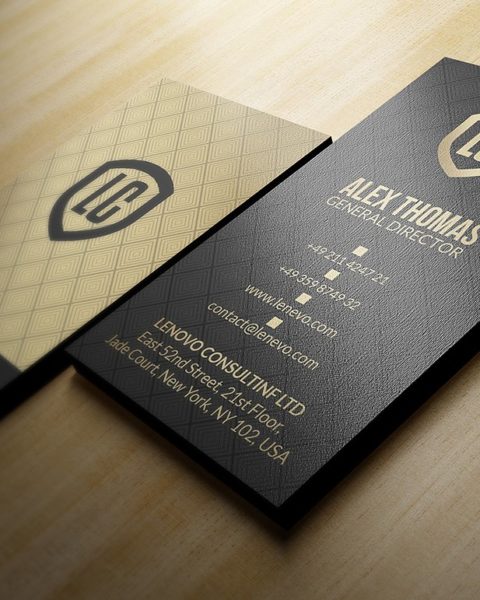 Biglietto da visita raffinato nero e oro