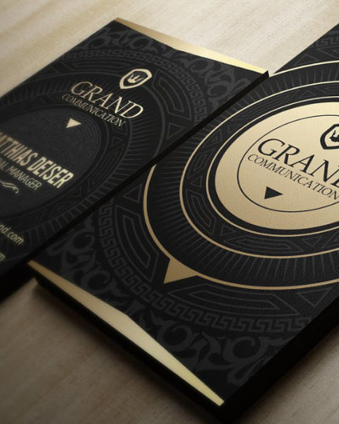 Biglietto da visita raffinato nero e oro