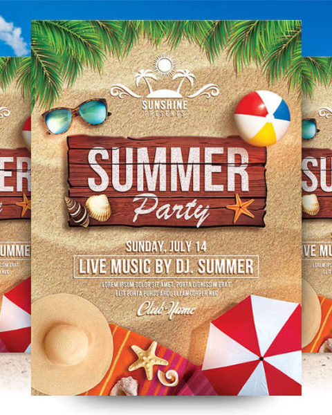 Flyer festa in spiaggia