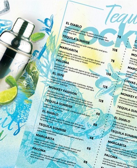 Menù drink bevande cocktails