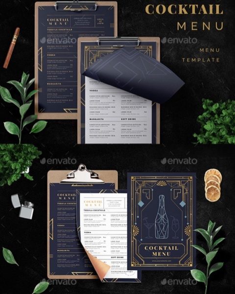 grafica per menù bevande drink