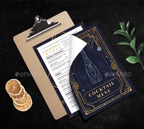 grafica per menù bevande drink