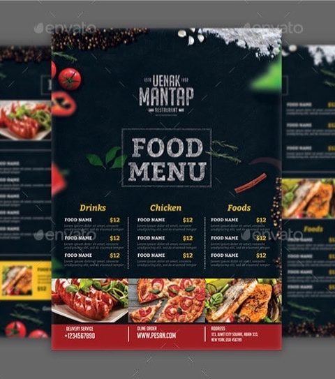 Menù per pub pizzeria ristorante