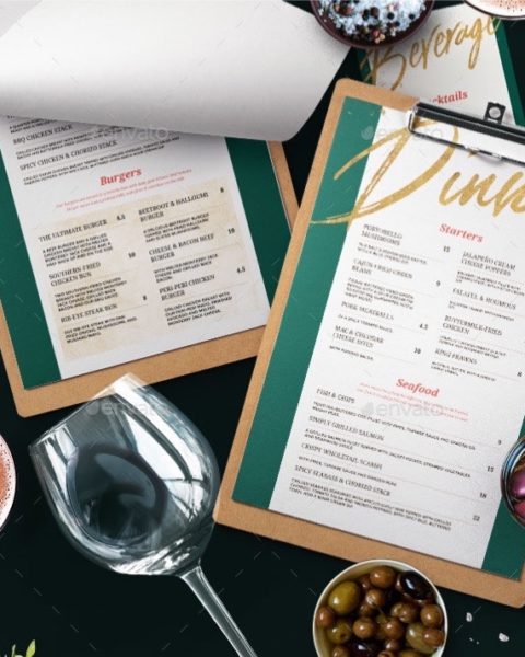 Menù per pub pizzeria ristorante