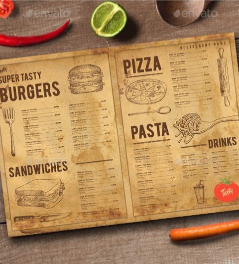 Menù per pub pizzeria ristorante