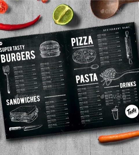 Menù per pub pizzeria ristorante