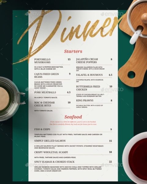 Menù per pub pizzeria ristorante