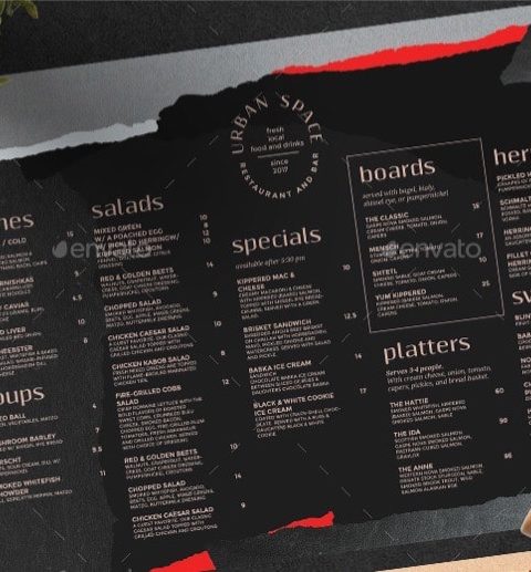 Menù per pub pizzeria ristorante