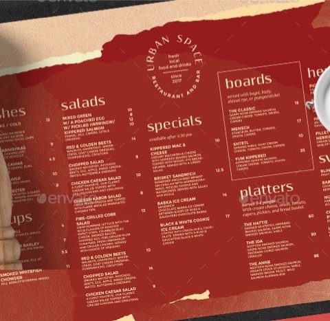 Menù per pub pizzeria ristorante