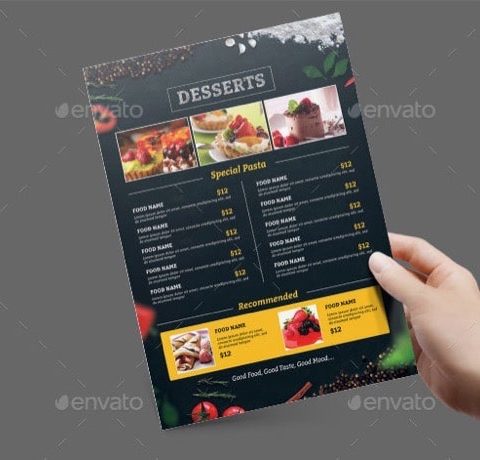 Menù per pub pizzeria ristorante