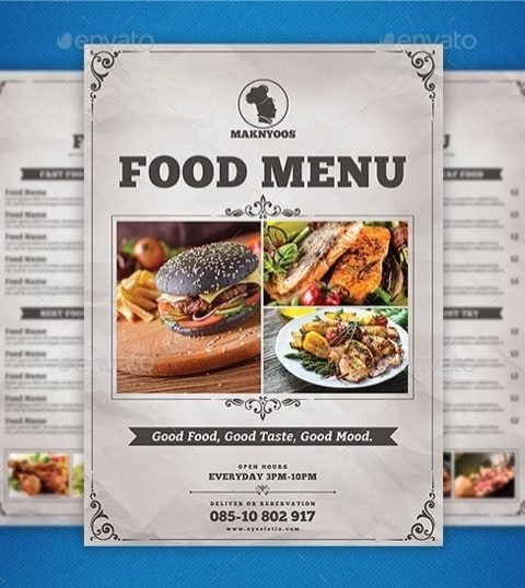 Menù per pub pizzeria ristorante