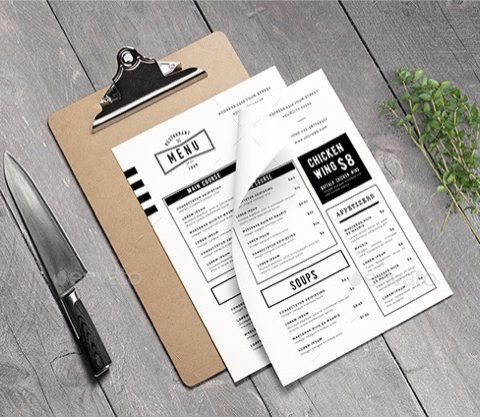 Menù per pub pizzeria ristorante