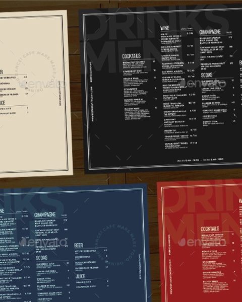 Menù per ristorante pub pizzeria