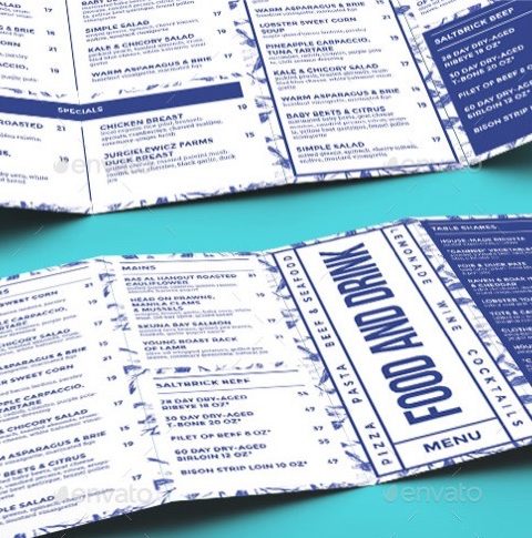 Menù per ristorante locale pizzeria